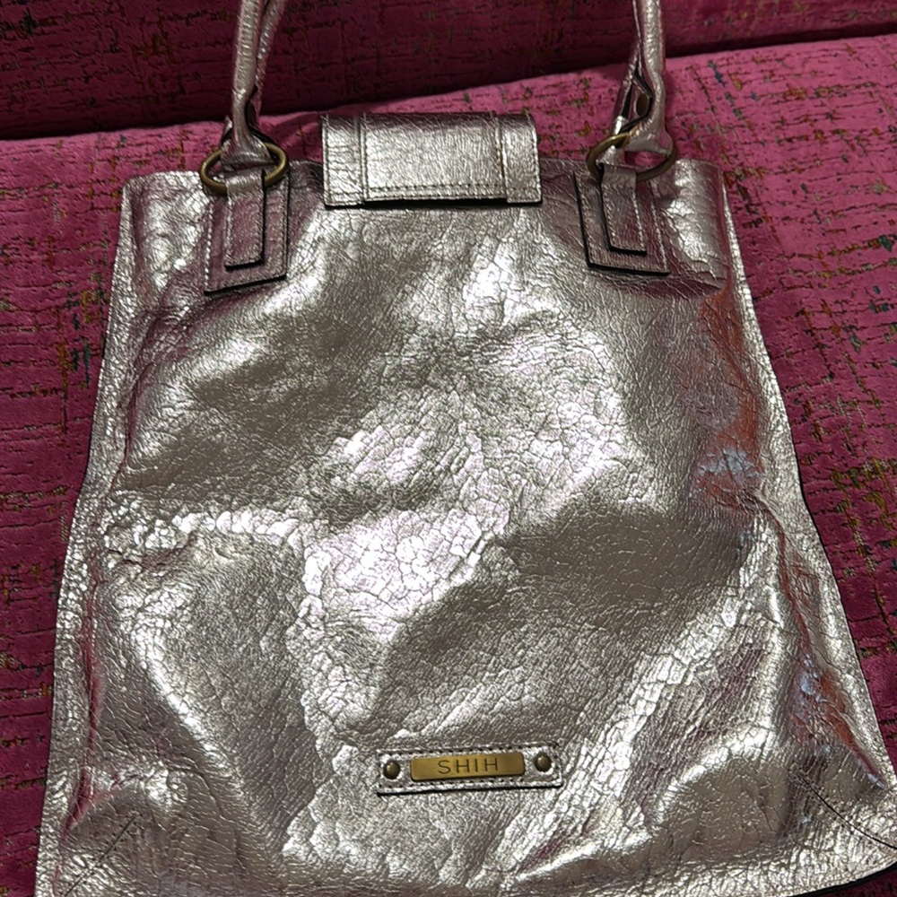 SHIH silver leather tote bag EUC - Picture 4 of 4
